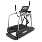 Landice E9 commercial elliptical machine with black and gray frame, digital display console, and dual handles on white backgr