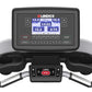 Landice L10 Club Treadmill console displaying digital readouts and control buttons, with black and silver frame and dual hand