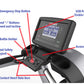 Landice L10 Club Treadmill console and handlebar control panel with labeled features including emergency stop button, USB por