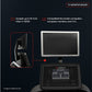Landice L7 treadmill with TV monitor mount bracket holding flat screen display, showing compatible mounting setup on dark bac