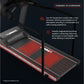 Landice L7 treadmill with Standard VFX Suspension system, black frame with red cushioned deck and hand rails on dark backgrou