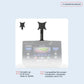 Black TV monitor mount with dual articulating arms on adjustable stand base