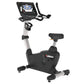 Landice U7 upright exercise bike with black frame, digital console display, and padded seat on white background
