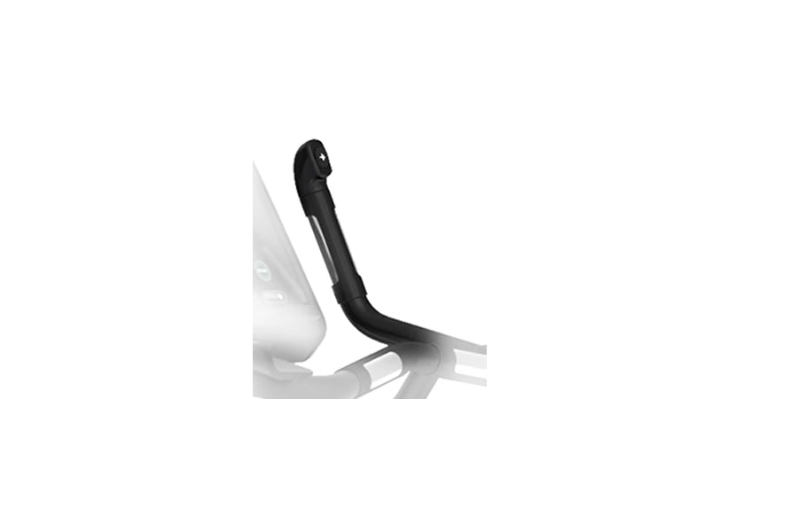 Black curved handlebar stem with grip knob for Landice U7 upright exercise bike