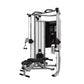 Life Fitness G7 home gym with silver steel frame, black control panel, dual cable pulleys, and adjustable leg press seat on w
