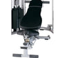 Life Fitness G7 home gym with black padded seat and metal frame, showing leg press and chest press stations on white backgrou