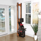 Life Fitness HX water rowing machine with wooden frame, black seat, and red accents in home fitness room setting