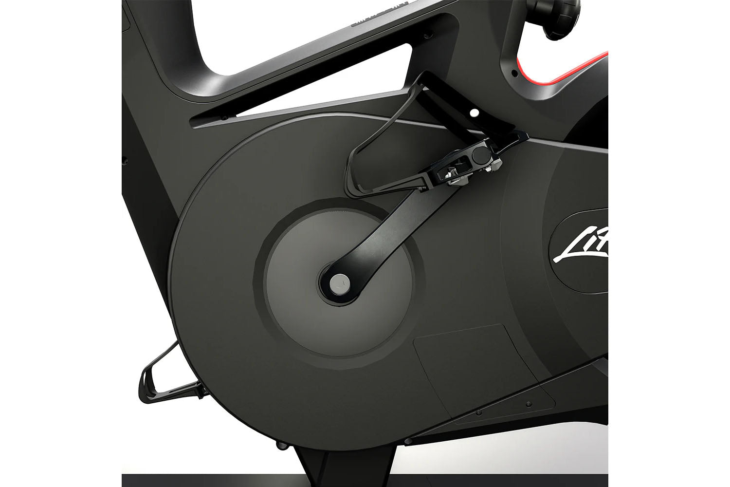 Black exercise bike with a visible brand logo