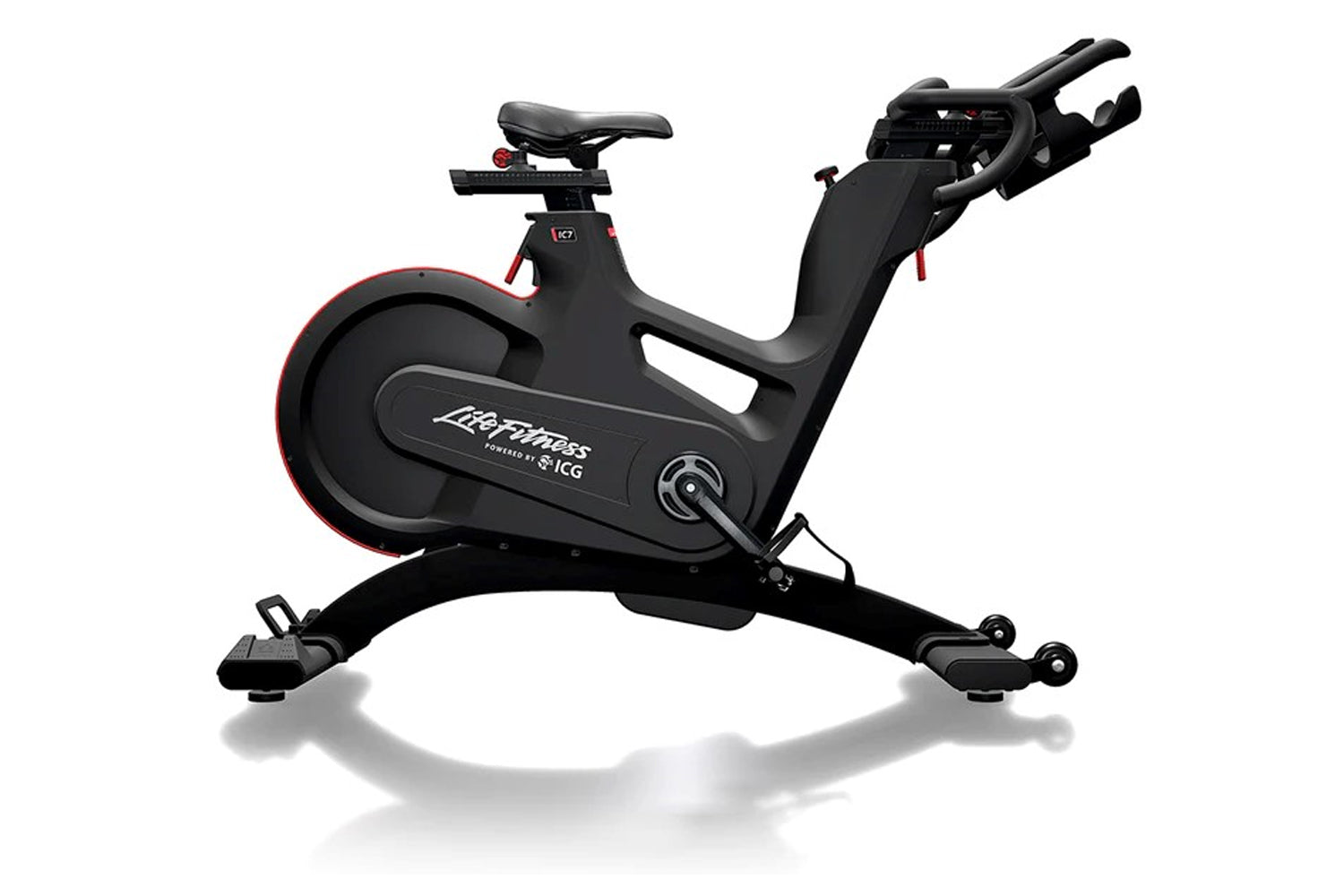 Black exercise bike with 'Life Fitness' branding