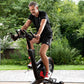 Man exercising on a stationary bike