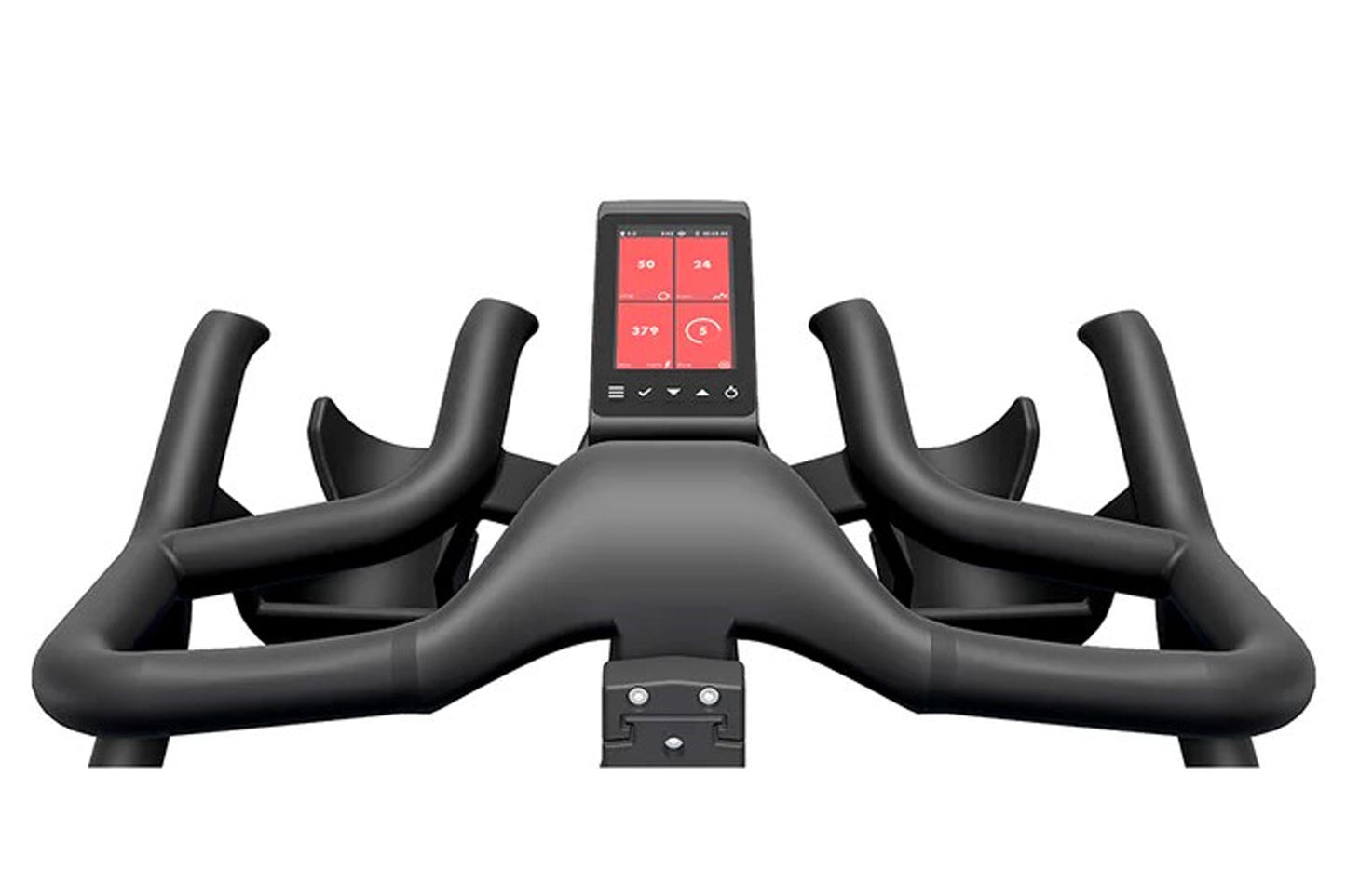 Black exercise bike with a digital display