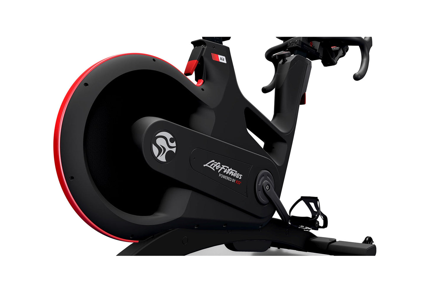 Black and red indoor cycling bike trainer