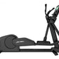 Black Life Fitness Integrity+ elliptical cross-trainer with digital display, dual handlebars, and foot pedals on white backgr
