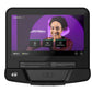 Black Life Fitness Integrity Plus elliptical machine displaying purple-themed workout interface with smiling instructor on sc