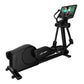 Black Life Fitness Integrity+ elliptical cross-trainer with digital display console showing workout metrics on white backgrou
