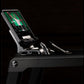 Life Fitness Integrity+ treadmill with digital display console and black frame on black background