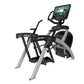 Life Fitness lower body arc trainer elliptical with black and silver frame, foot pedals, handlebar grips, and digital touchsc