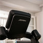 Black Life Fitness Run CX treadmill console with branded display and side handles, shown indoors