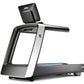 Life Fitness Symbio Runner treadmill with black and silver frame, digital display console, and blue accent stripe on white ba