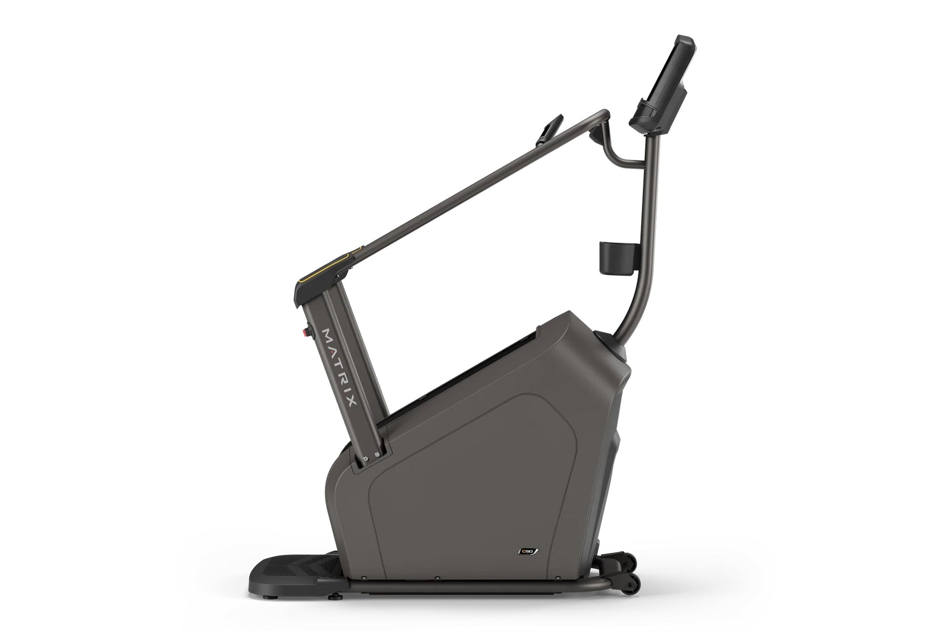 Matrix C50 Climbmill with black frame and curved step platform on white background