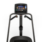 Matrix C50 Climbmill with black frame, dual handholds, and touchscreen display showing workout content on white background