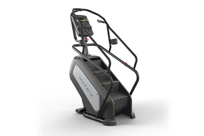 Matrix Endurance ClimbMill black and gray stair climbing machine with digital display on white background