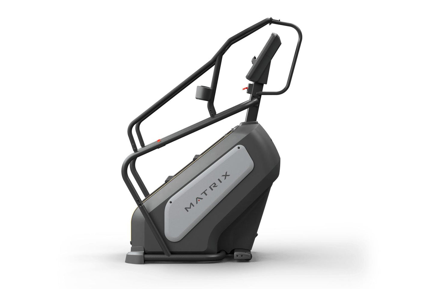 Matrix Endurance ClimbMill stair climbing exercise machine with black frame and gray console on white background