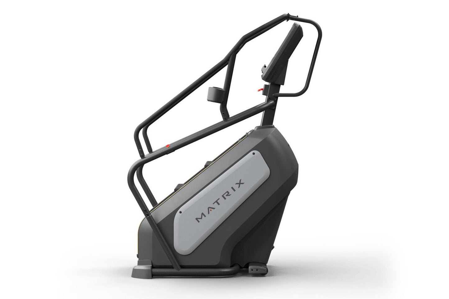 Matrix Endurance ClimbMill with black frame, gray console panel, and dual handlebar arms on white background