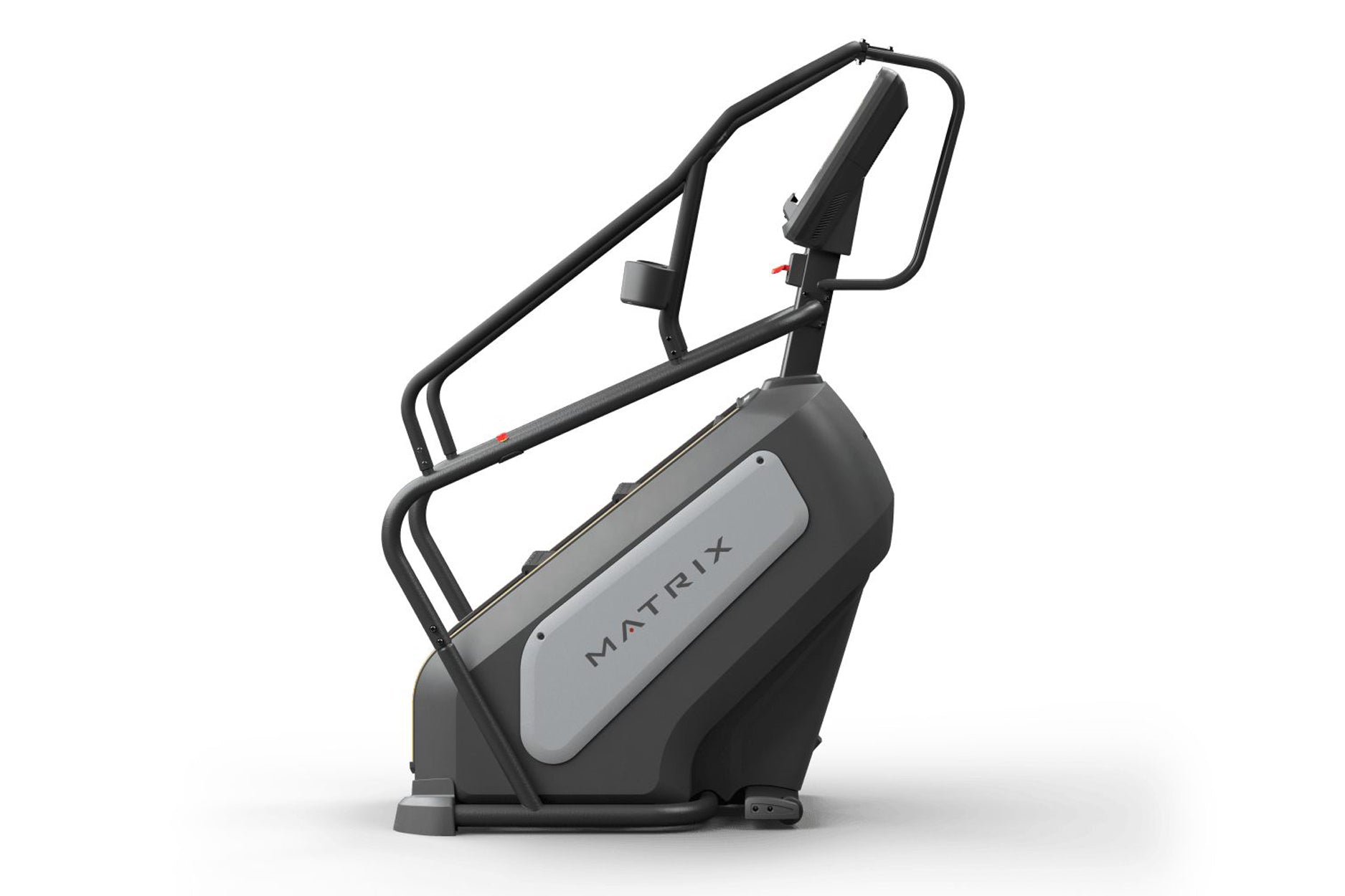 Matrix Endurance ClimbMill with black frame, gray console panel, and dual handlebar arms on white background