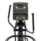 Matrix Endurance elliptical machine with black frame, dual handles, digital display showing time and distance, on white backg