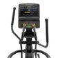 Black and gray elliptical machine with Matrix digital display showing sprint workout metrics on white background