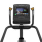 Matrix Endurance Stepper with black frame, dual handles with yellow grips, and interactive touchscreen display showing fitnes