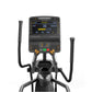 Matrix Lifestyle elliptical with digital console displaying sprint metrics, dual handles, and black frame on white background