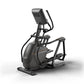 Matrix black elliptical machine with digital display console and orange accents, on white background