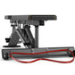 Matrix multi-adjustable weight bench with black padded seat and back, gray metal frame, red resistance bands, and gold-trimme