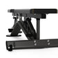 Black and gray multi-adjustable weight bench with padded seat and backrest, adjustable leg extension, and metal base on white