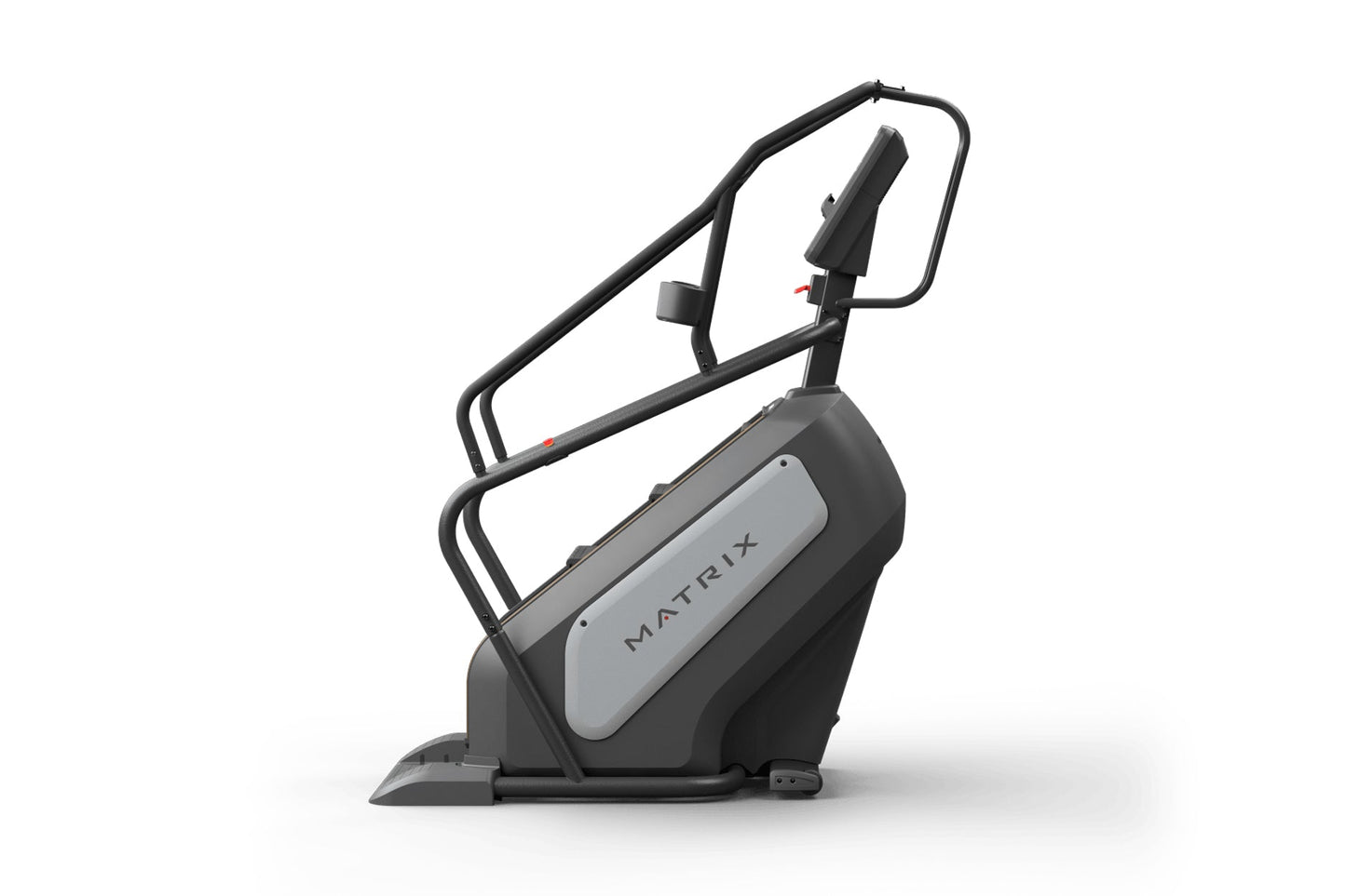 Matrix Performance ClimbMill with black frame, gray console, and dual handles on white background