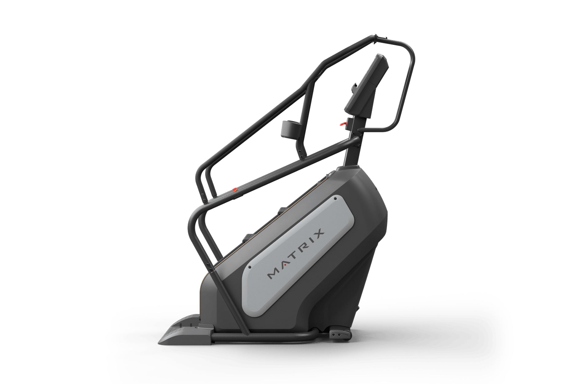Matrix Performance ClimbMill with black frame, gray console, and dual handles on white background
