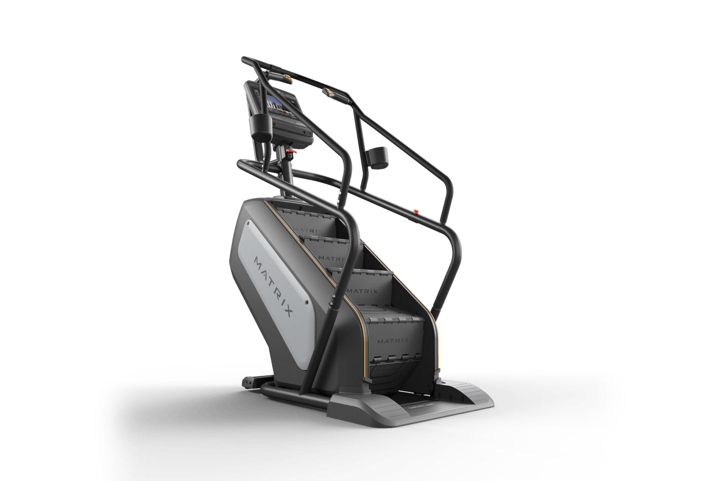 Matrix Performance ClimbMill with black frame, gray console, and digital display on white background