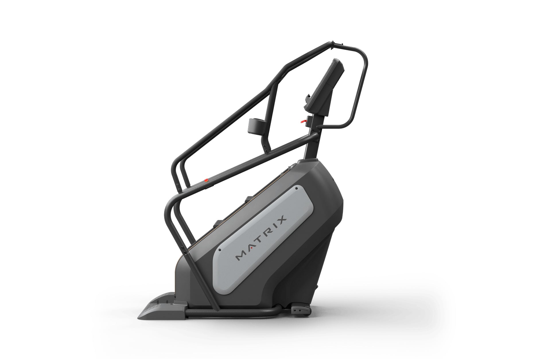Matrix Performance ClimbMill with black frame, gray console, and dual handles on white background