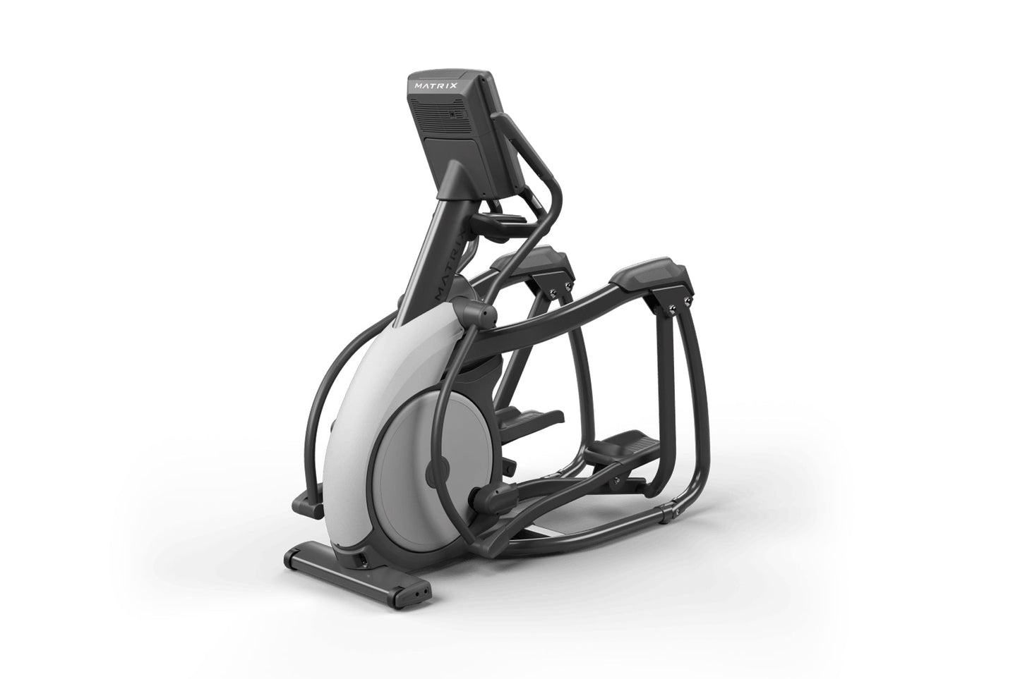 Matrix Performance Suspension Elliptical with black frame and gray elliptical wheel, digital display console, and foot pedals