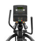 Matrix Progression Elliptical with black frame, gray foot pedals, dual moving handlebars, and digital display showing time an