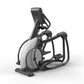 Matrix Performance Suspension Elliptical with black frame, white wheel, and digital console on white background