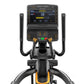 Matrix Ascent Elliptical Trainer with black frame, dual handles, digital display showing workout metrics, and orange accents 