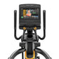 Matrix Performance Lower Body Ascent Elliptical Trainer with black frame, curved handlebars, yellow accents, and touchscreen 