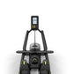 Black Matrix rowing machine with digital console, dual foot platforms, and ergonomic handles on white background