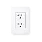 White outlet cover with two stacked electrical receptacles on white background