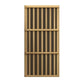 Natural wood sauna panel with vertical slats and three horizontal crossbars, displayed on white background
