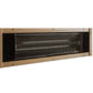 Natural wood sauna with black hexagonal mesh panel and visible brass screws on white background