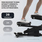 Person wearing white sneakers on black NordicTrack AirGlide 16 elliptical with resistance level options displayed